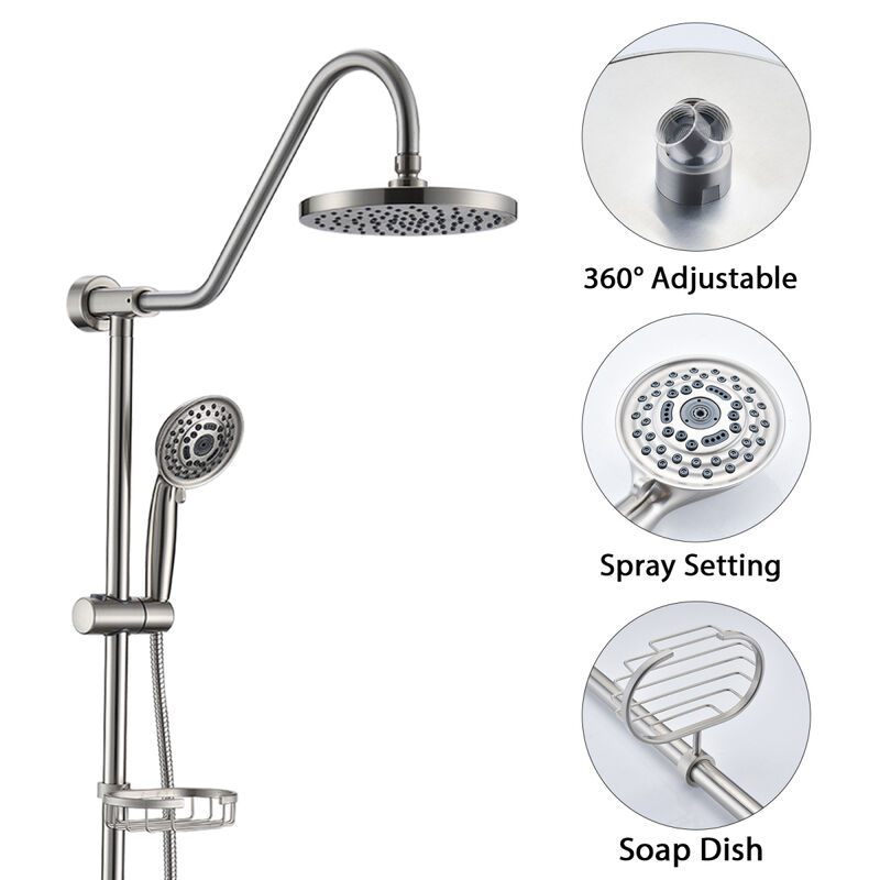 8" Rain Shower Head with Handheld System and Tub Spout