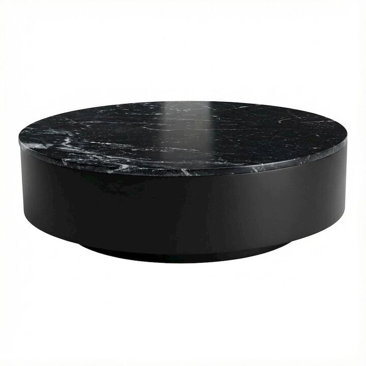 Starlight Canyon Home Top Black Marble Coffee Table with MDF Base, Stone Frame, Weight Capacity 30 lbs