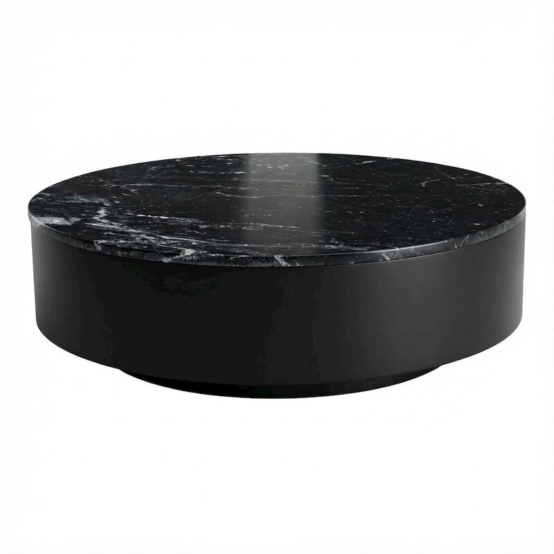 Starlight Canyon Home Top Black Marble Coffee Table with MDF Base, Stone Frame, Weight Capacity 30 lbs image number 0
