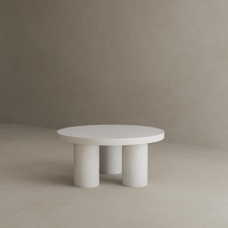 90210 Furniture Nat Round Coffee Table Small In Ivory Concrete