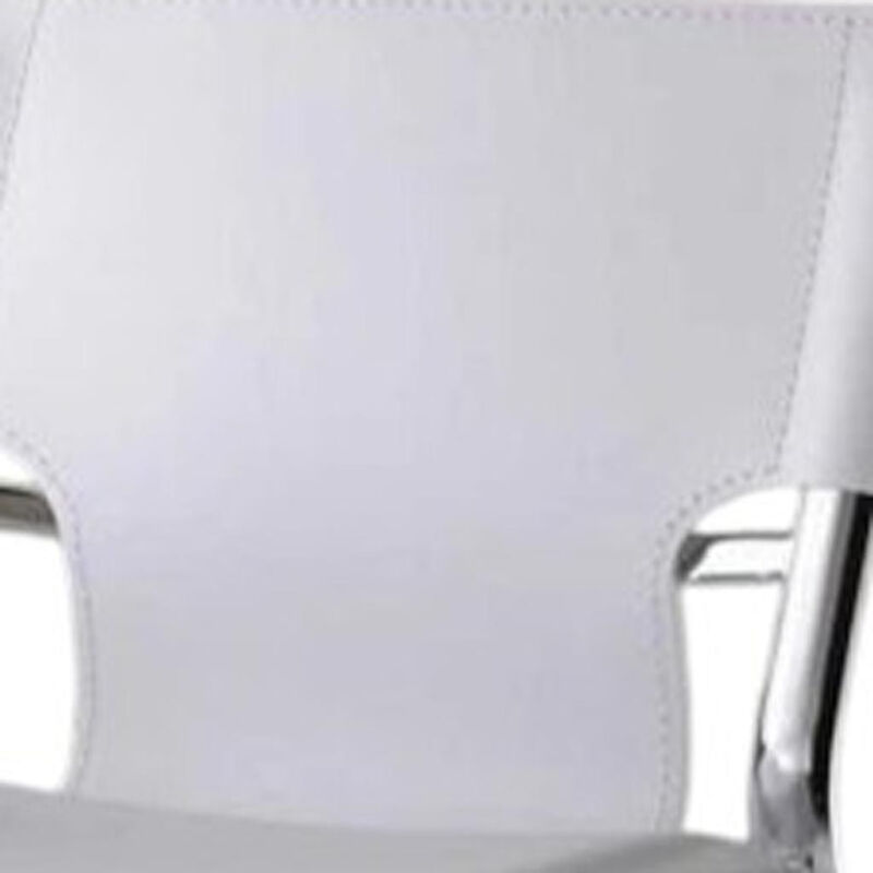 HomeRoots Set of Two 25" White and Silver Faux Leather and Metal Low Back Counter Height Bar Chairs image number 3
