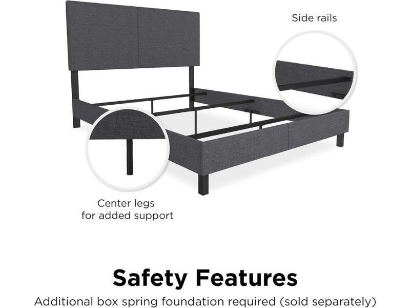 Janford Full Upholstered Bed &ndash; Gray Linen Platform Frame with Wood Slat Support image number 1