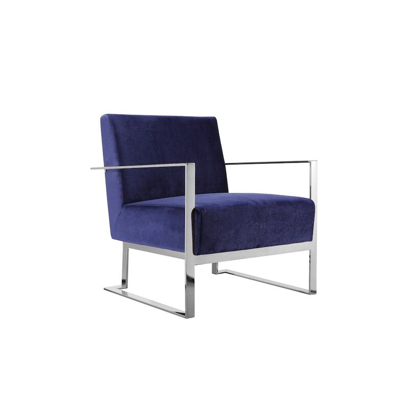Pangea Home Dexter Lounge Chair Velvet Navy
