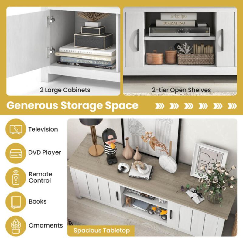 Hivvago TV Stand with 2 Cabinets and Open Shelves for TVs up to 65 Inch