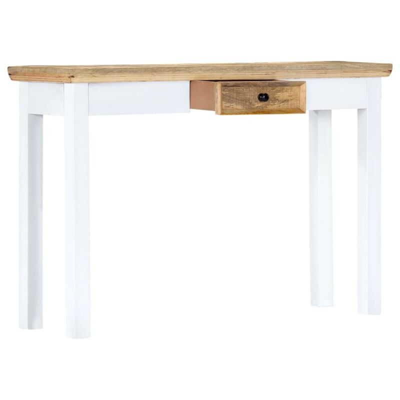 vidaXL Console Table White and Brown 43.3"x13.7"x29.5" Solid Mango Wood