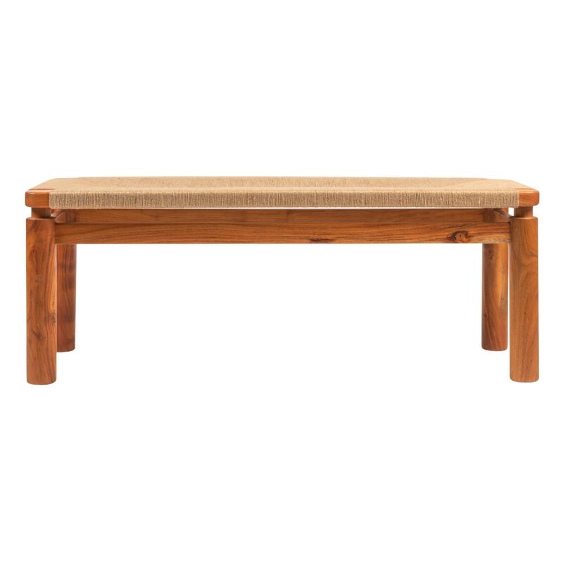 Acacia Wood and Jute Bench, Natural image number 3