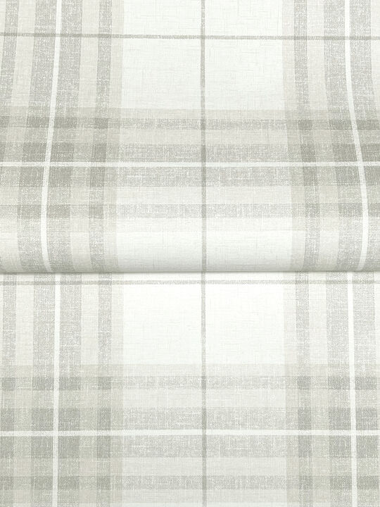 Cabin Check Grey Plaid Wallpaper