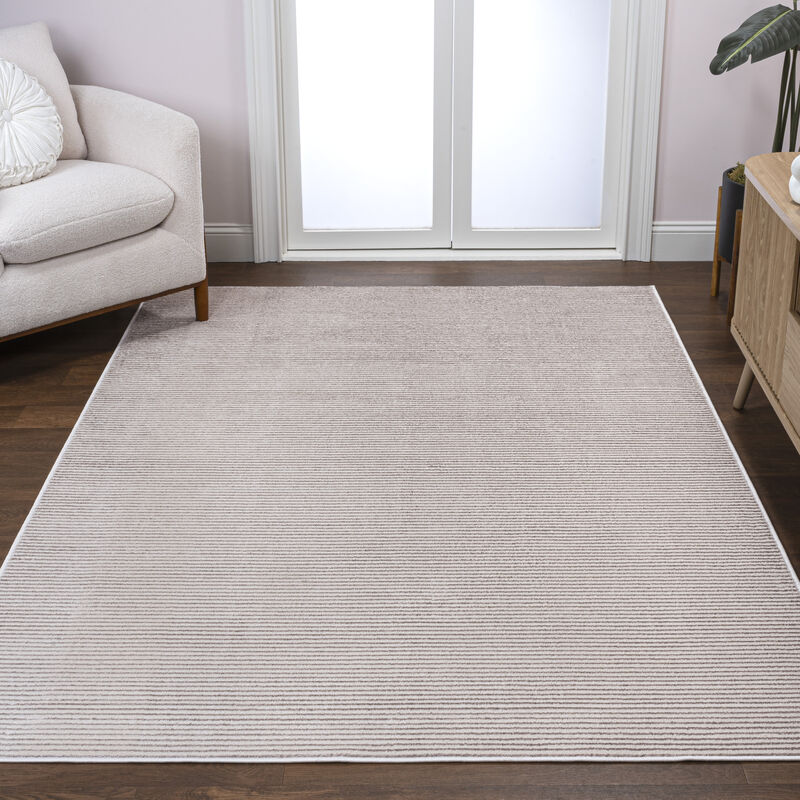 Cole Modern Minimalist Pinstripe High-Low Area Rug