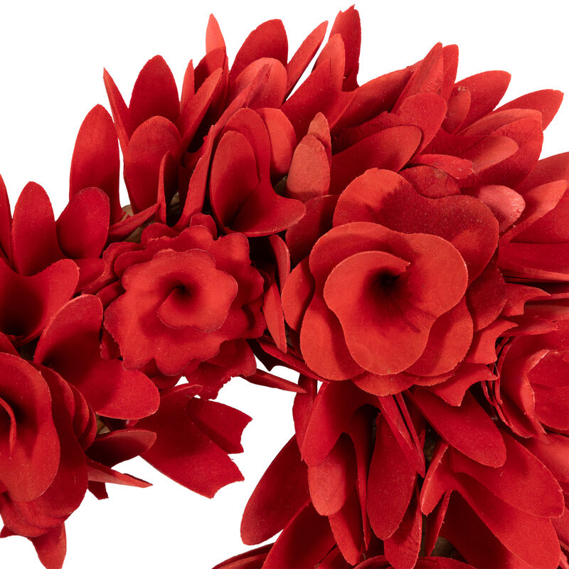 Wooden Rose Artificial Valentine's Day Floral Wreath - 15" - Red and Pink image number 2