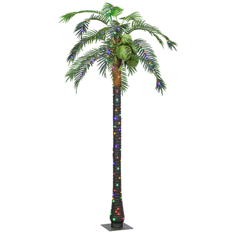Outsunny 7FT Lighted Palm Tree Light Up Artificial Palm Tree with Remote