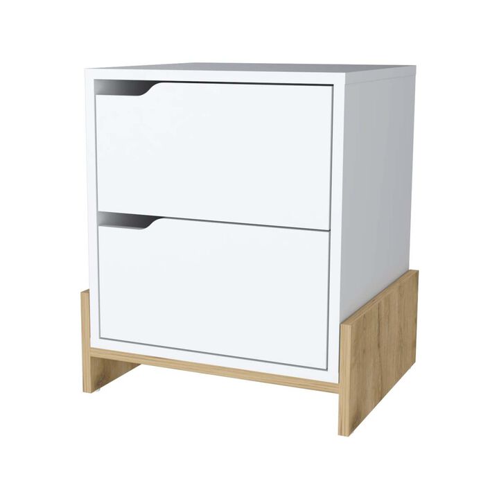 Ralston 2-Drawer Nightstand in White and Macadamia