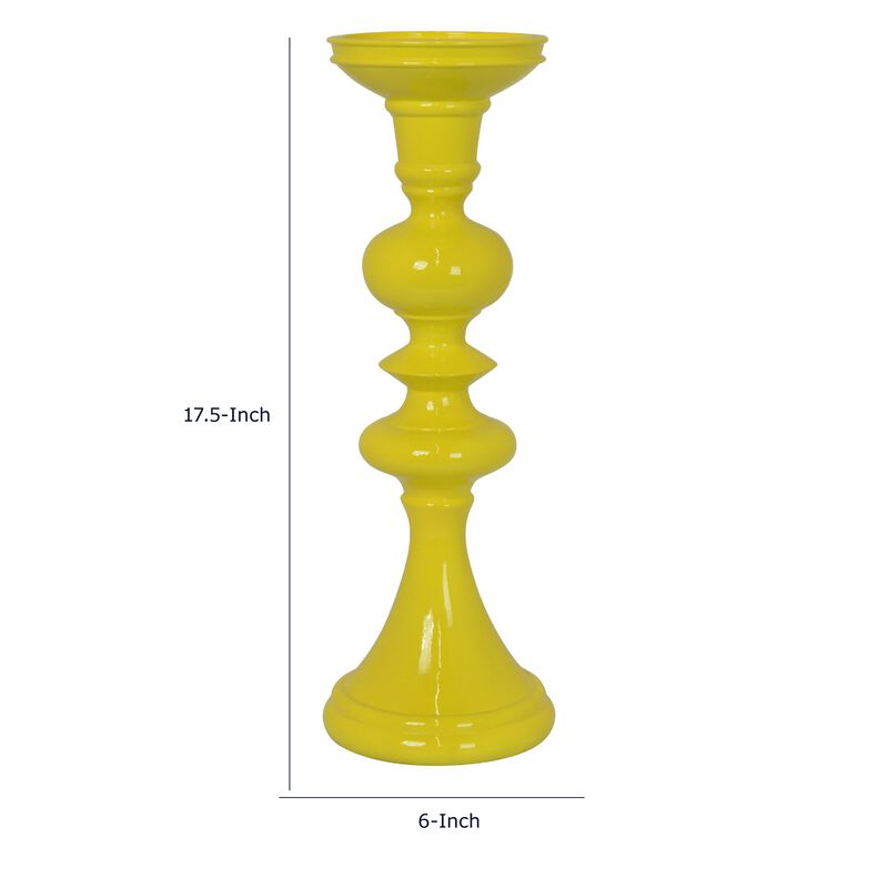 Meo Tabletop D&eacute;cor Candle Holder, Sculpted Turned Yellow Resin, 18 Inch image number 7