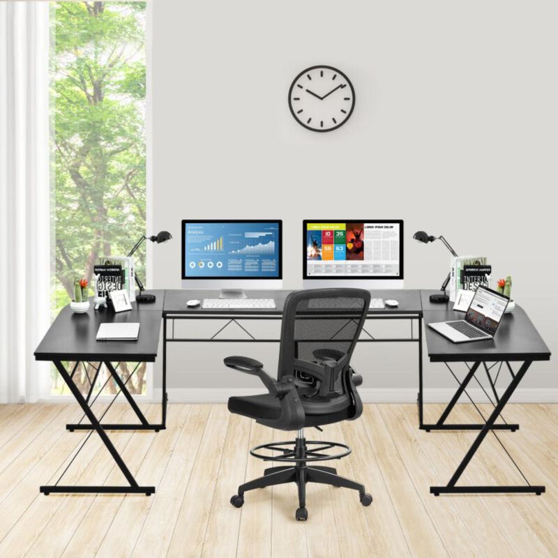 Hivvago 59 Inches L-Shaped Corner Desk Computer Table for Home Office Study Workstation