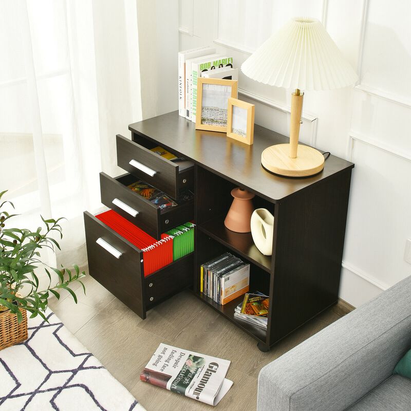 3-Drawer Mobile Lateral File Cabinet Printer Stand image number 6
