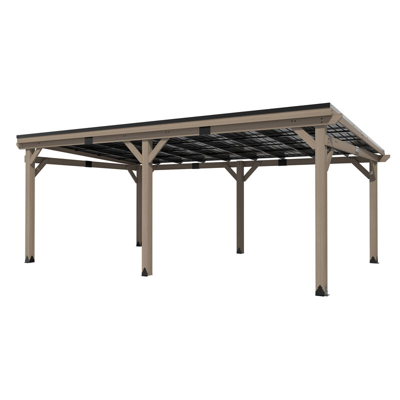 Clihome 12X20ft Solid Cedar Fir Wood Tilt Hardtop Tent