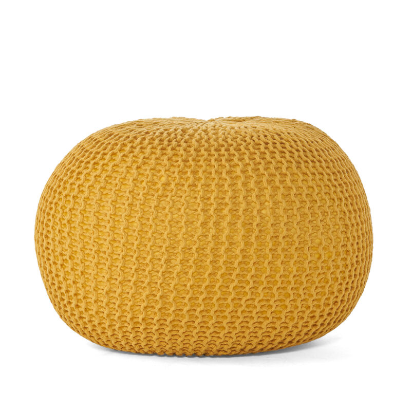 GOODSILO Versatile Knitted Round Pouf Ottoman and Floor Seating Accent image number 5