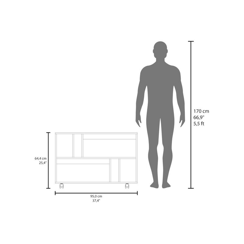 Lacey Console Table Cart, 5 Shelves, 4 Casters, White