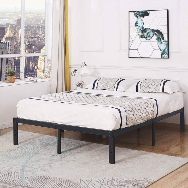 Hivvago Queen Heavy Duty Metal Platform Bed Frame with Wood Slats 3,500 lbs Weight Limit
