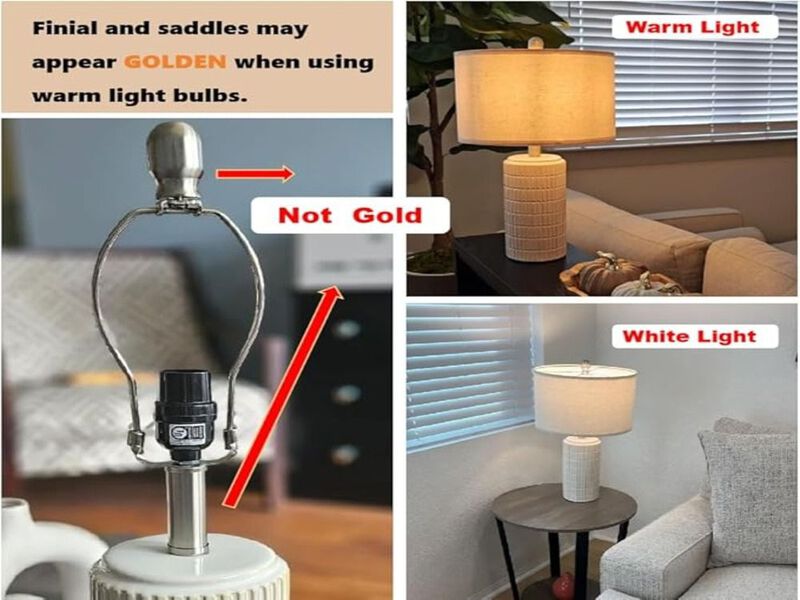 Set of 2 Modern 23" White Ceramic Table Lamps for Bedroom, Living Room, Beige Shade