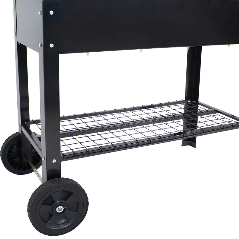Sunnydaze 43 in Galvanized Steel Mobile Raised Garden Bed Cart