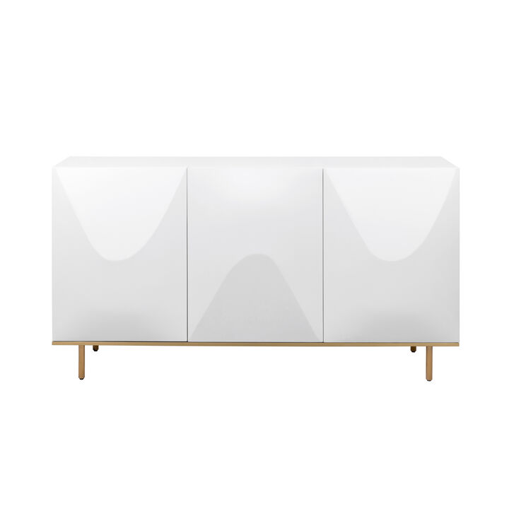 Pasargad Home Polara Sideboard with Geometric Doors with Adjustable Shelves