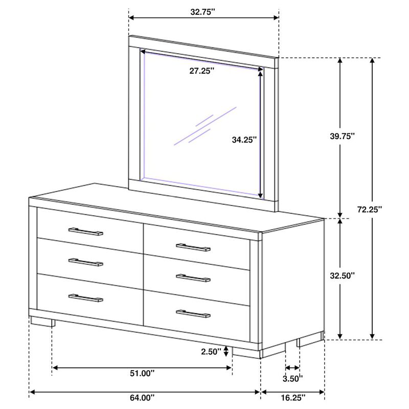 Coaster Co. of America Jessica 6-drawer Dresser with Mirror Cappuccino image number 1