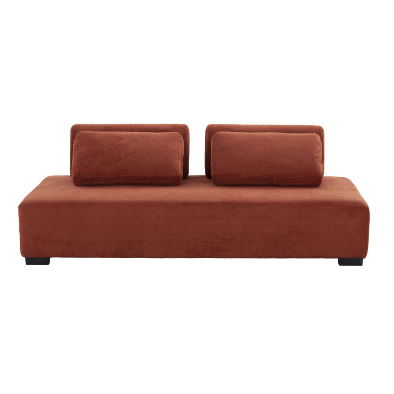 One-Piece modern Sofa Counch 3-Seater Minimalist Sofa for Living Room Lounge Home Office Orange