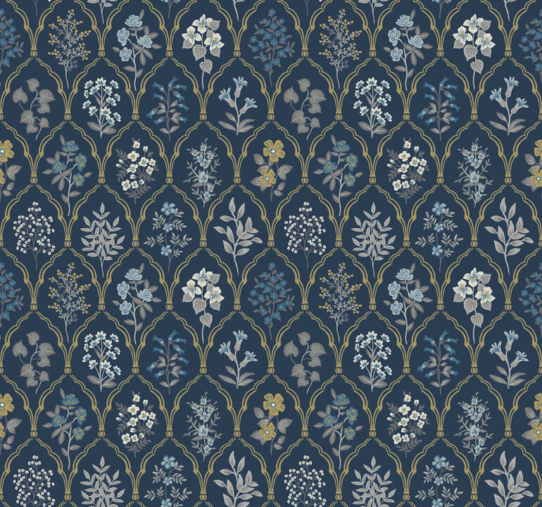 Hawthorne Navy & Gold Wallpaper