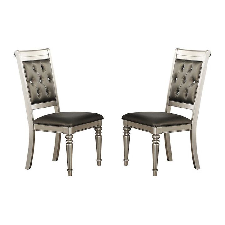 Simple Relax Dining Chairs With Tufted Back, Silver(Set Of 2)