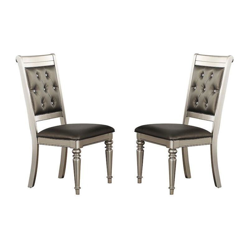Simple Relax Dining Chairs With Tufted Back, Silver(Set Of 2) image number 0