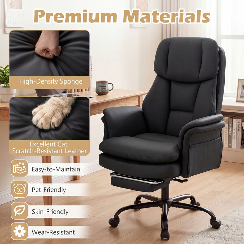 Ergonomic Cross Legged Office Chair Big and Tall with Retractable Footrest image number 4