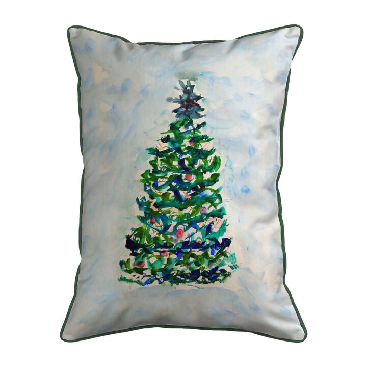 Betsy Drake  16 x 20 in. Blue Lights Christmas Tree Indoor & Outdoor Pillow - Large
