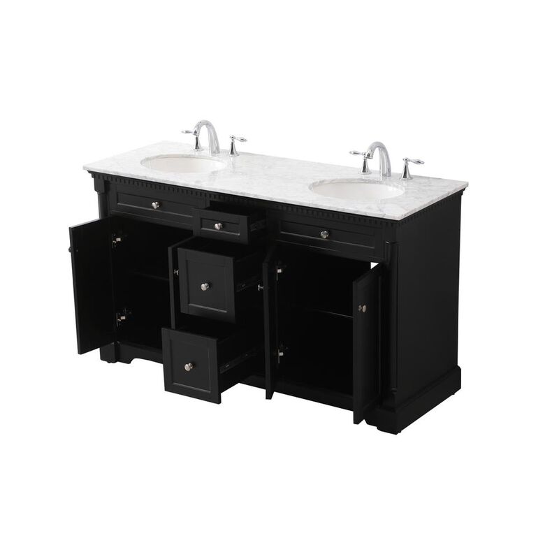 Elegant Kitchen and Bath 60 inch double bathroom vanity set in black