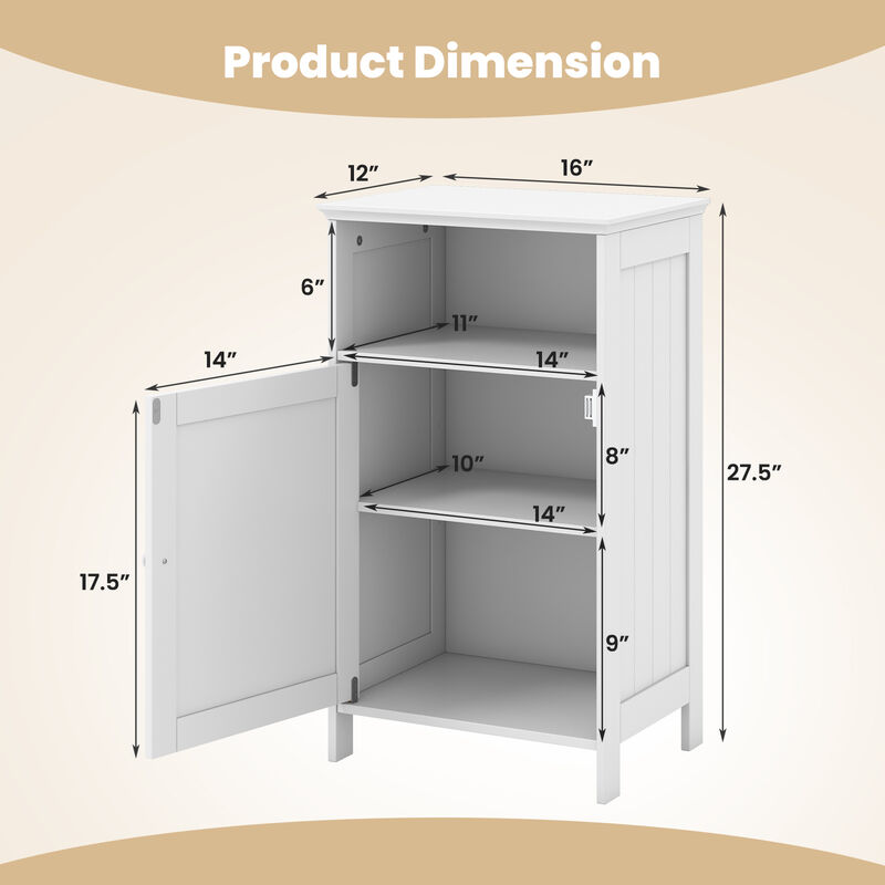 Bathroom Freestanding  Adjustable Shelf Floor Storage Cabinet