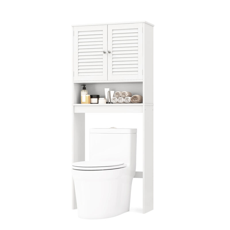 Over The Toilet Storage Cabinet with Double Doors and Adjustable Shelf