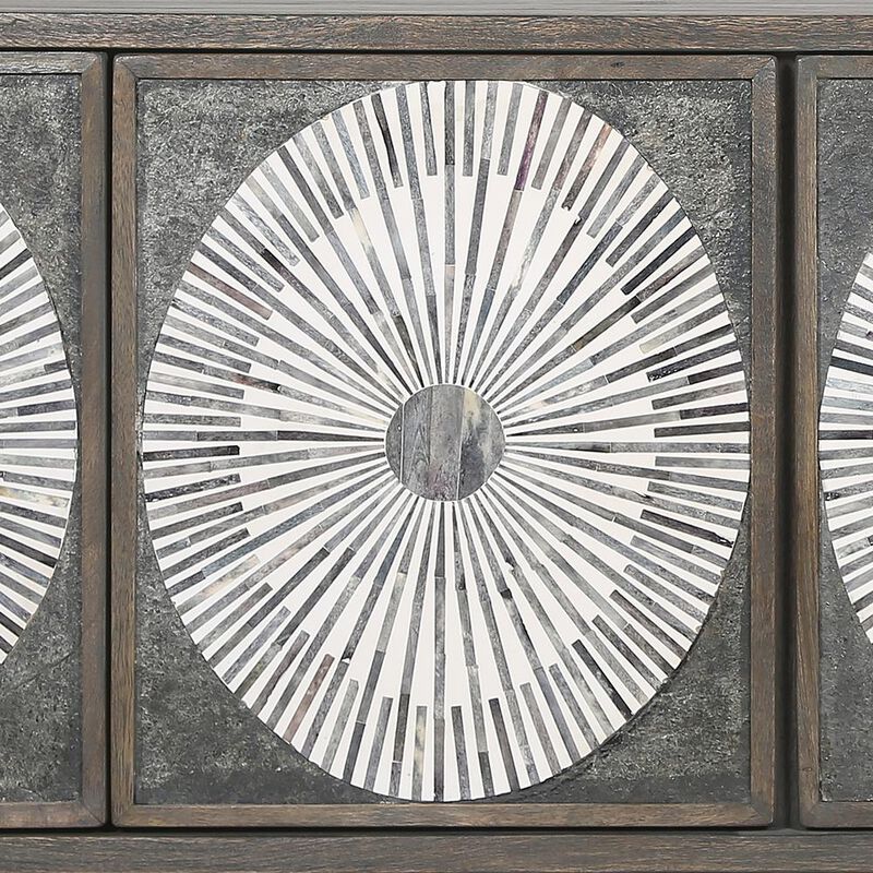 World Interiors Palm Desert Modern Bone Inlay Sideboard in Vintage Gray