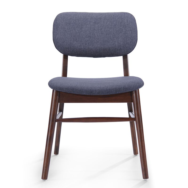 Cota Side Chair Set of 2, Dark Gray Padded Back and Seat, Rich Brown image number 2