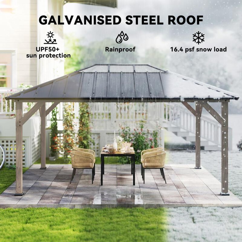 Hivvago 12x16 Outdoor Hardtop Wood Gazebo image number 3