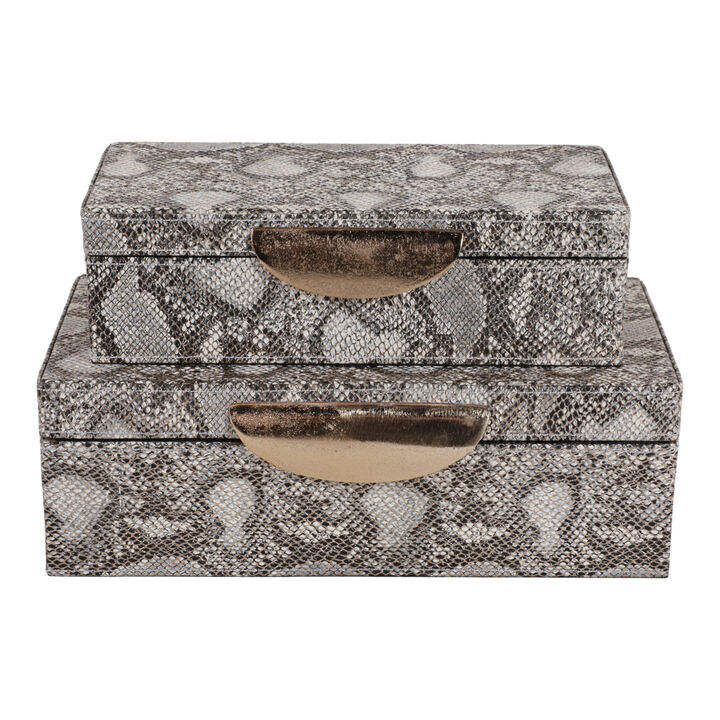S/2 Shimmer Snakeskin Boxes
