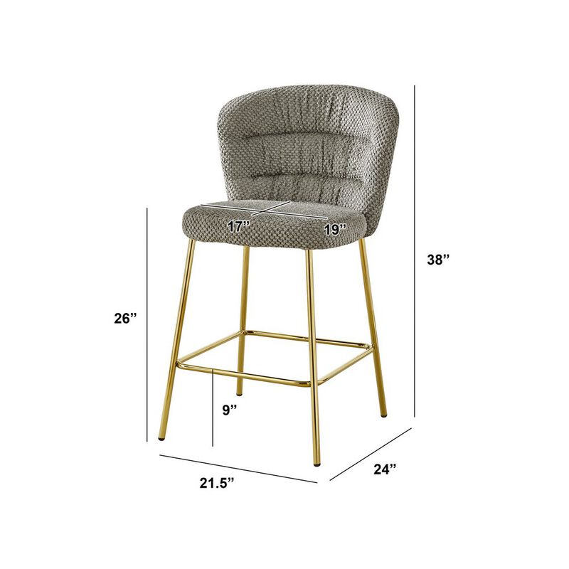 Best Quality Furniture Gray With Gold Base Counter-Height Chair, Set Of 2