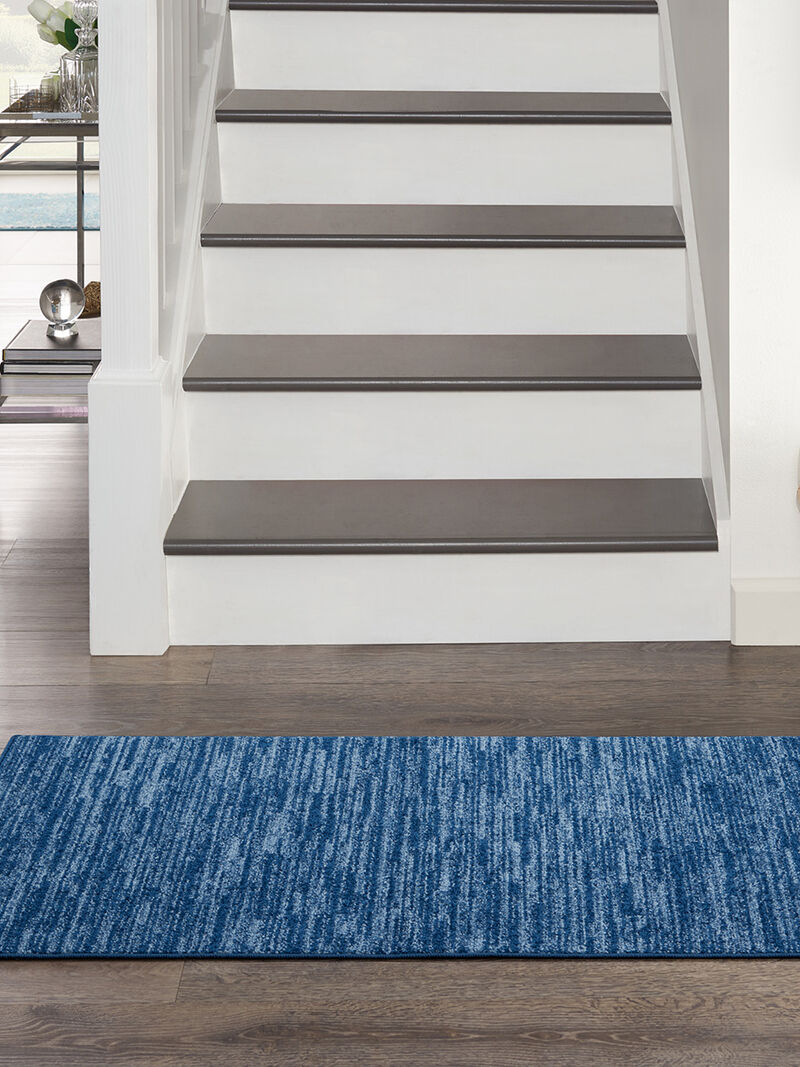 Nourison Essentials NRE01 Navy/Blue 2'2" x 10' Rug image number 8