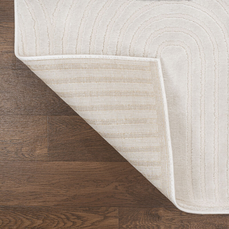 Ariana MidCentury Art Deco Striped Arches Two-Tone High-Low Area Rug