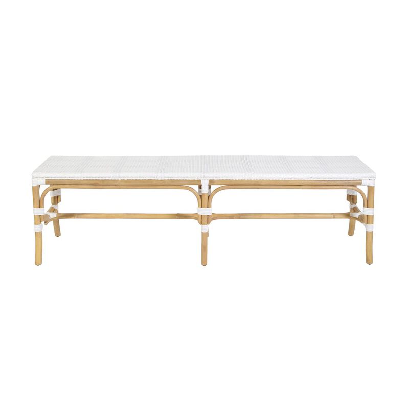 Butler Specialty Laguna 66.5 in. W Rectangular Rattan Backless Accent Bench, White and Navy image number 3