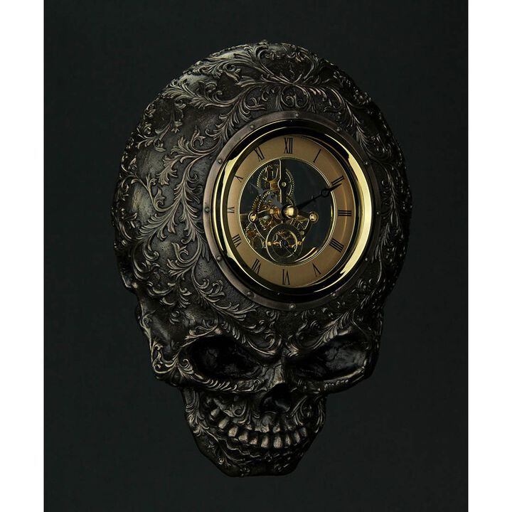 Flat Smiling Decorated Skull Transparent Face Wall Clock