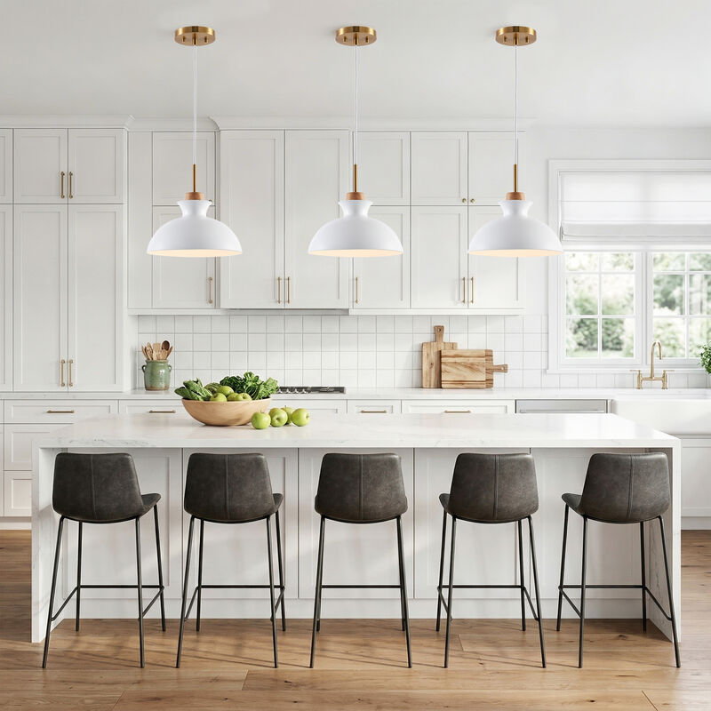 11" Modern Matte White Dome Pendant Light with Adjustable Cord for Bedroom, Kitchen Island or Living Room image number 4