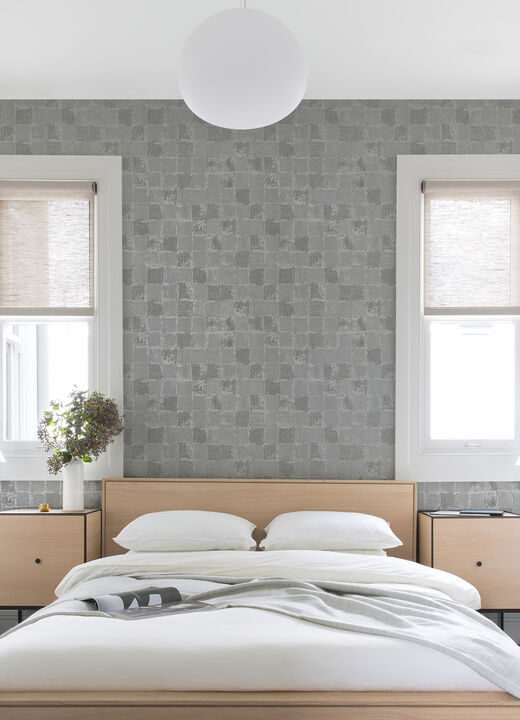 Varak Silver Checkerboard Wallpaper (Set of 2)