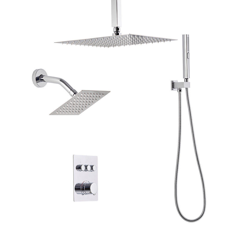 Ceiling Mount Rainfall Shower with 2-in-1 Handheld Spray, Brass Valve and Trim image number 7