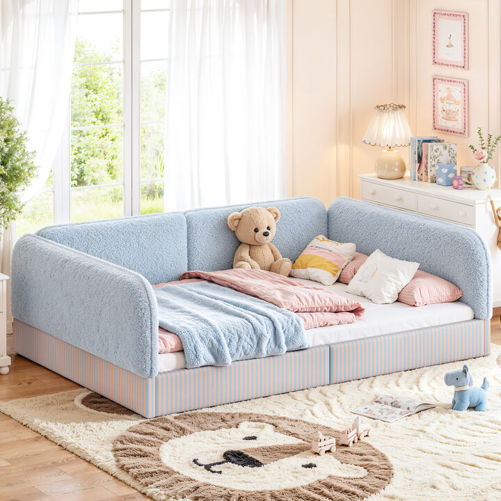Hemzas Teddy Boucl&eacute; Upholstered Kids Daybed Frame