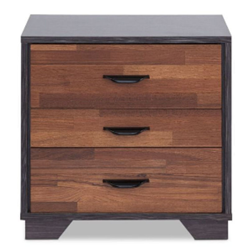 Solid Wood 3-Drawer Nightstand – Rustic Bedside Table with Storage