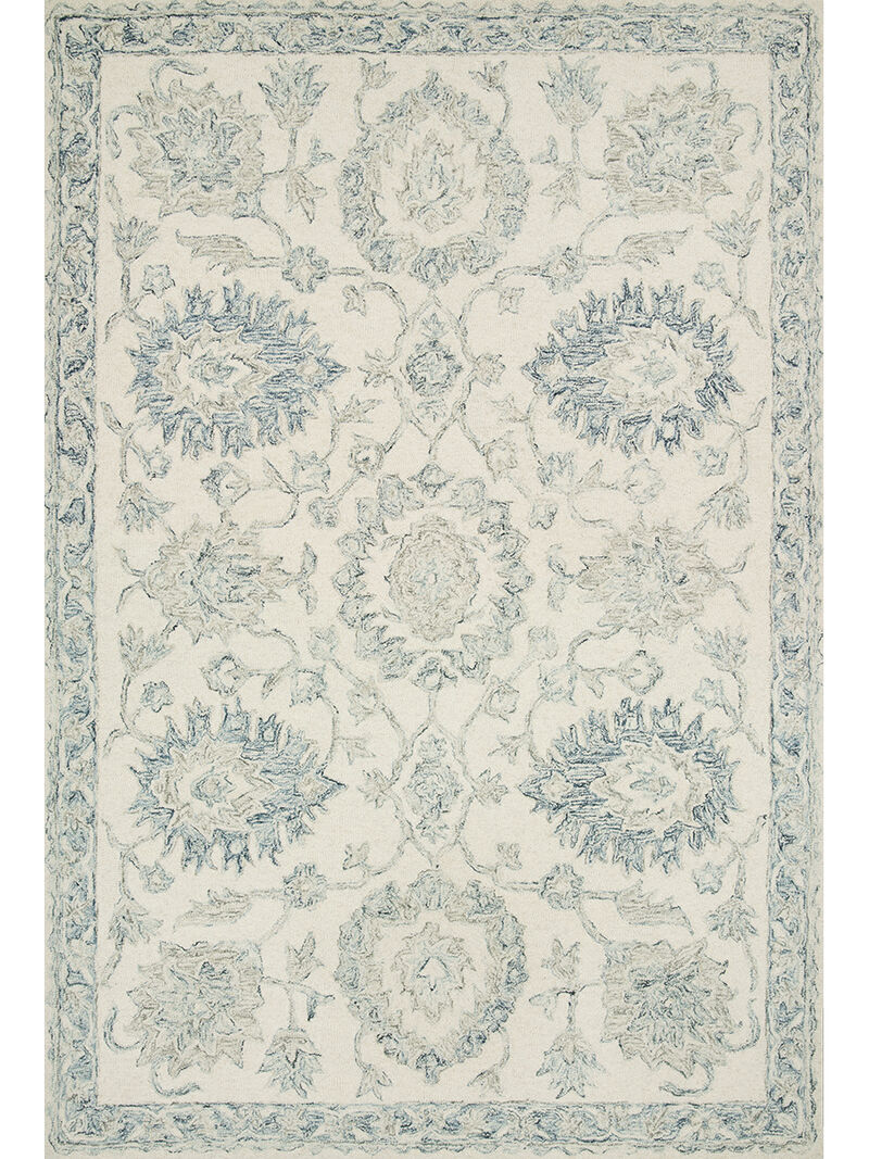 Norabel NOR04 Ivory/Blue 5' x 7'6" Rug